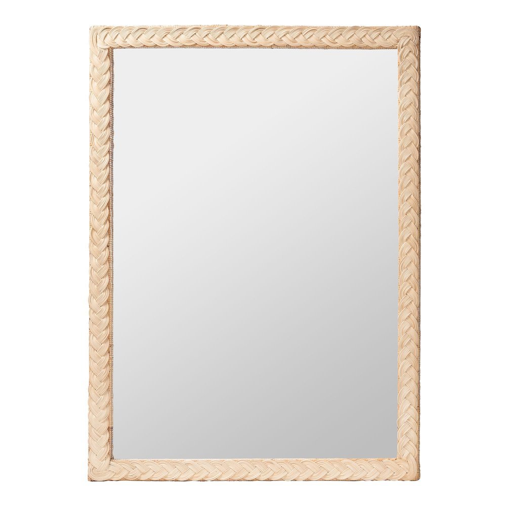 Lanica Japandi Sun Bleached Rattan Wall Mirror. Picture 6