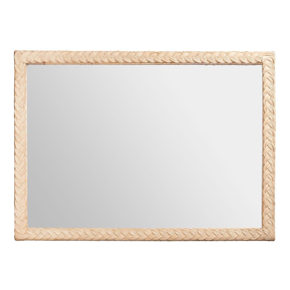 Lanica Japandi Sun Bleached Rattan Wall Mirror. Picture 7