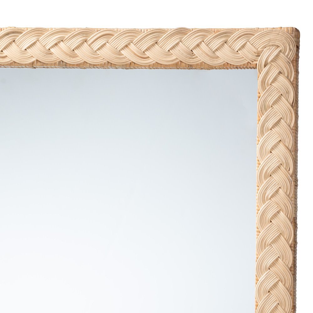 Lanica Japandi Sun Bleached Rattan Wall Mirror. Picture 8