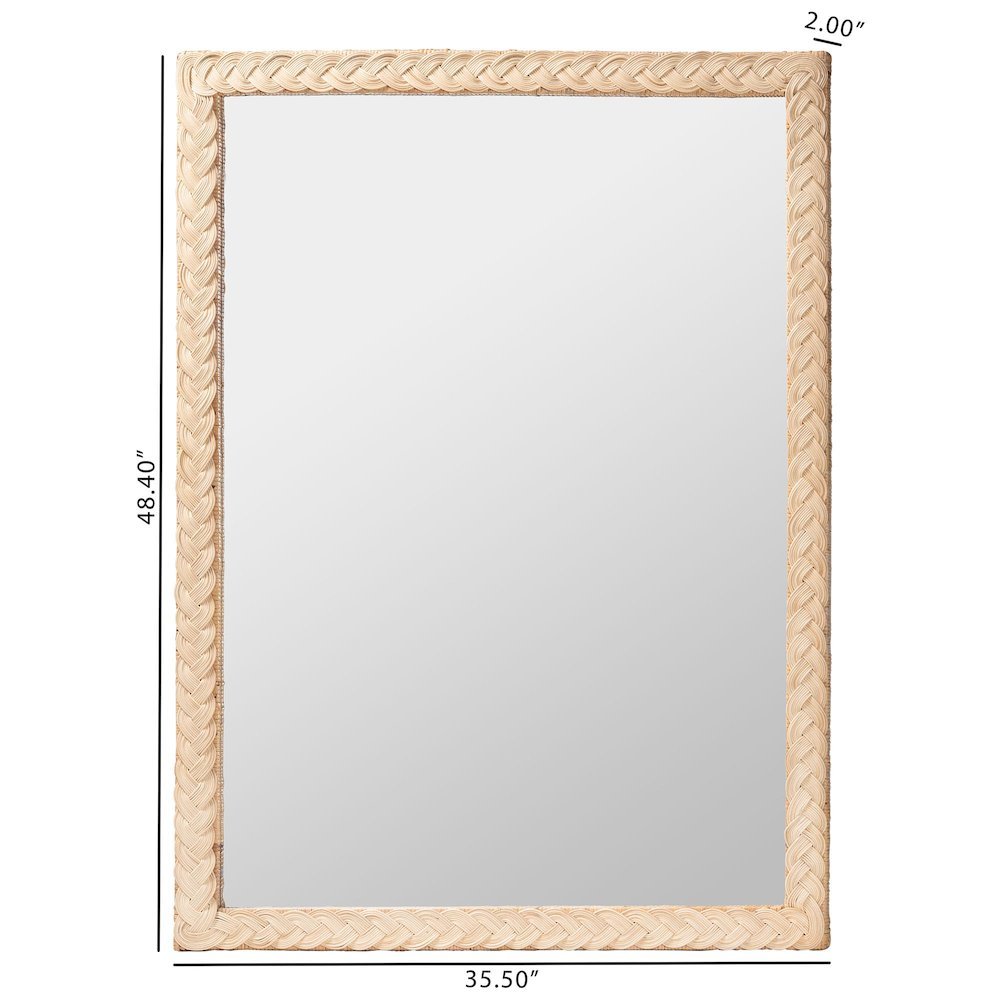 Lanica Japandi Sun Bleached Rattan Wall Mirror. Picture 10