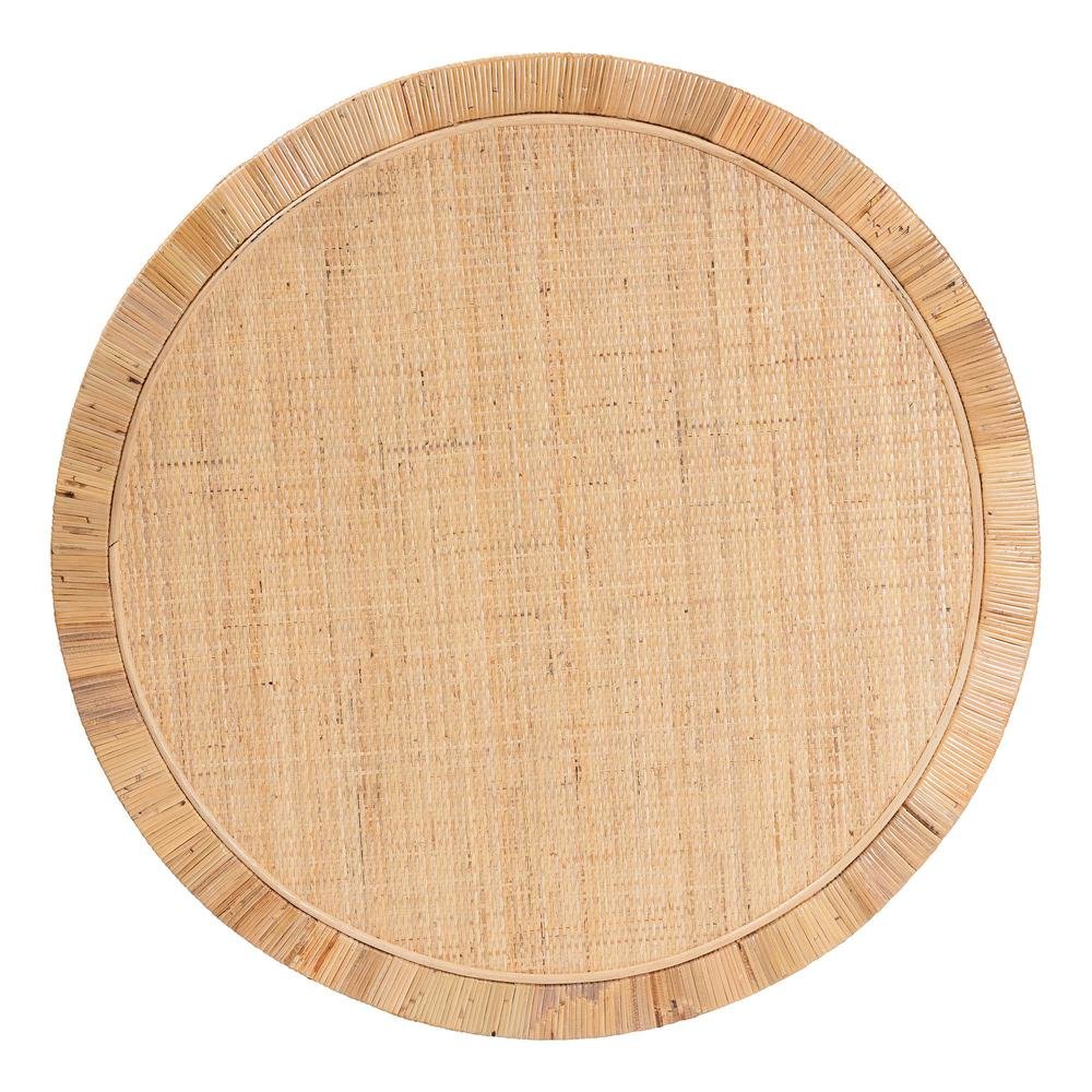 Kalimantan Bohemian Light Honey Rattan and Mahogany Wood Coffee Table. Picture 5
