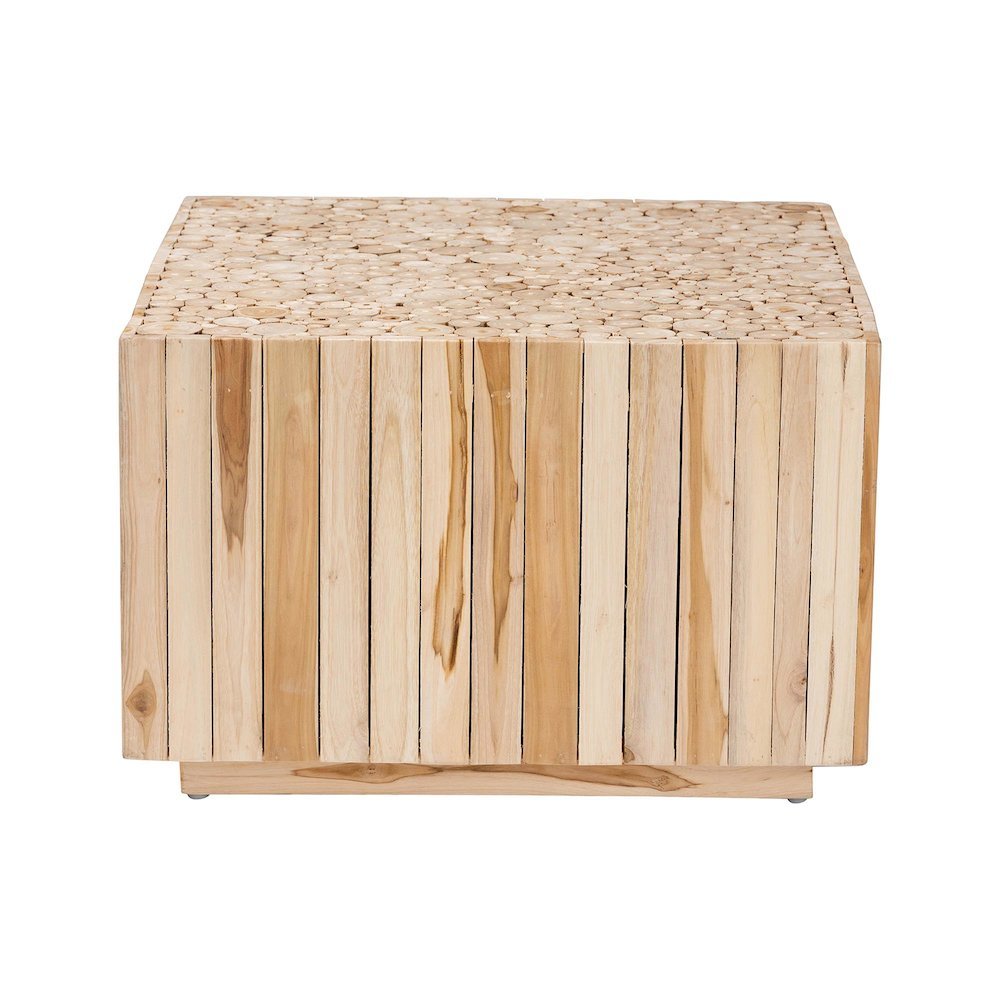 Bohemian Natural Teak Wood Coffee Table with Unique Repurposed Wood Logs. Picture 11