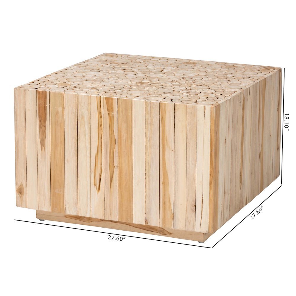 Bohemian Natural Teak Wood Coffee Table with Unique Repurposed Wood Logs. Picture 18
