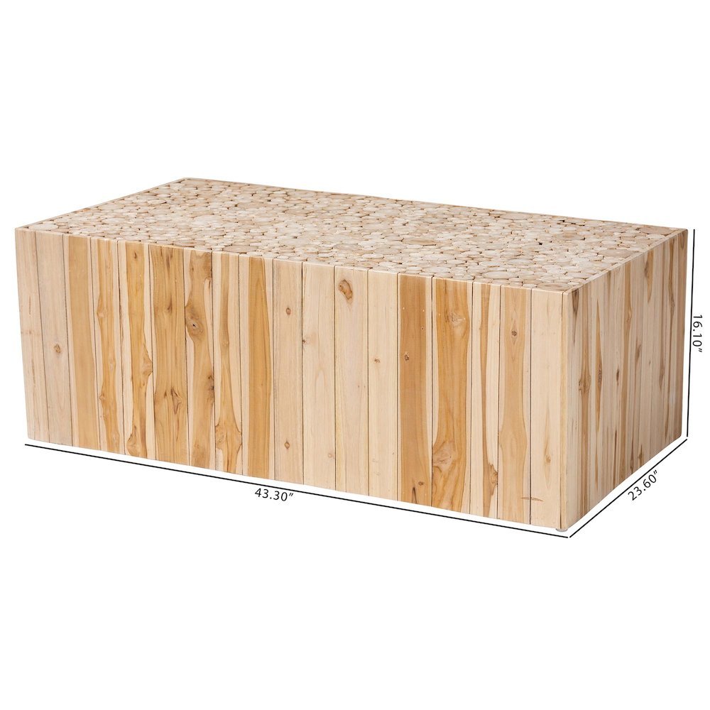 Bohemian Natural Teak Wood Coffee Table with Unique Repurposed Wood Logs. Picture 3