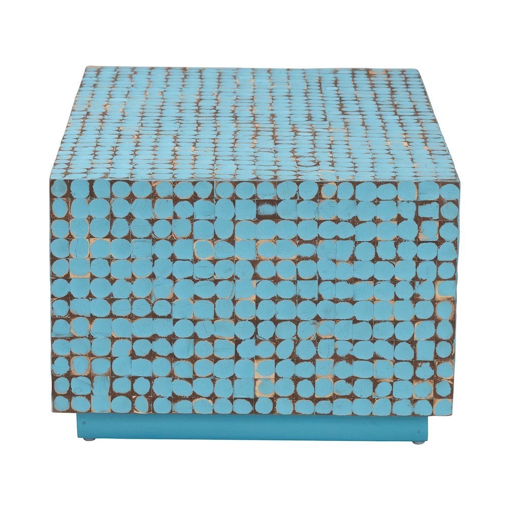bali & pari Nitza Bohemian Blue Coconut Shell and Acacia Wood Coffee Table. Picture 4