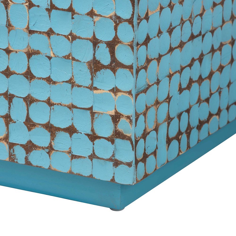 bali & pari Nitza Bohemian Blue Coconut Shell and Acacia Wood Coffee Table. Picture 6