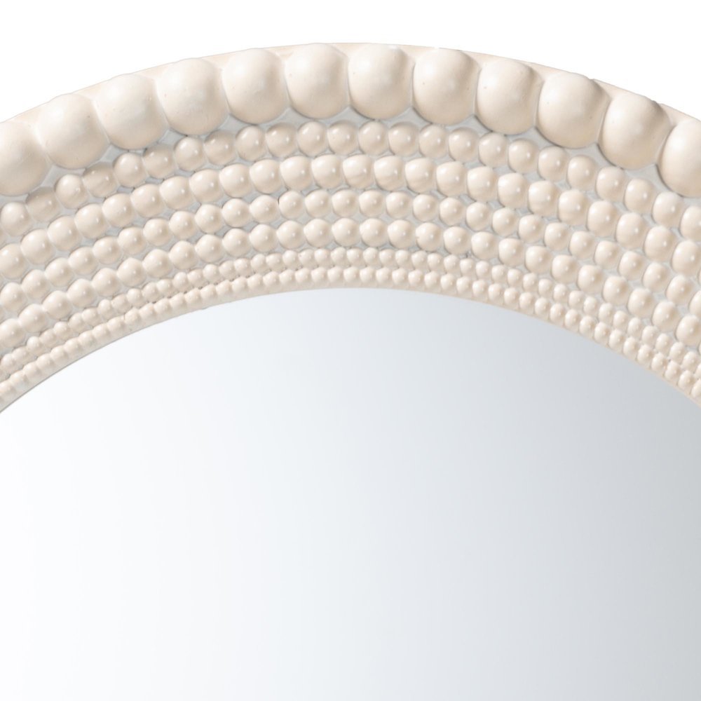 Grazia Modern Round Beaded-framed Accent Mirror in Pearl White. Picture 6