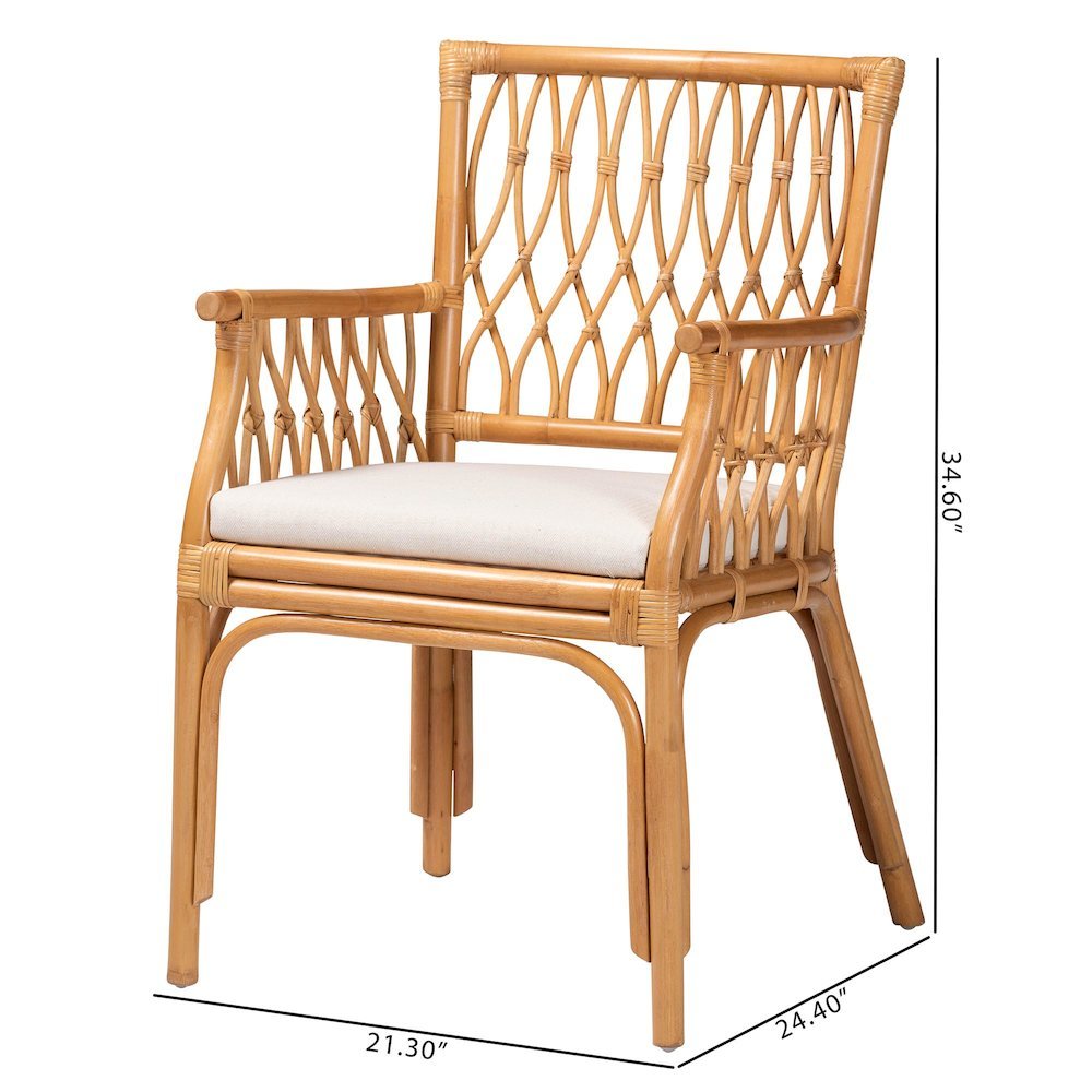 bali & pari Maisa Bohemian Light Honey Rattan Arm Chair. Picture 20