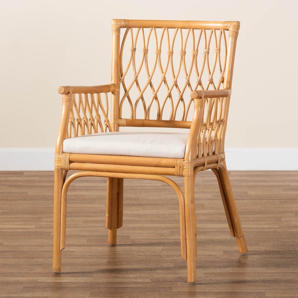bali & pari Maisa Bohemian Light Honey Rattan Arm Chair. Picture 19