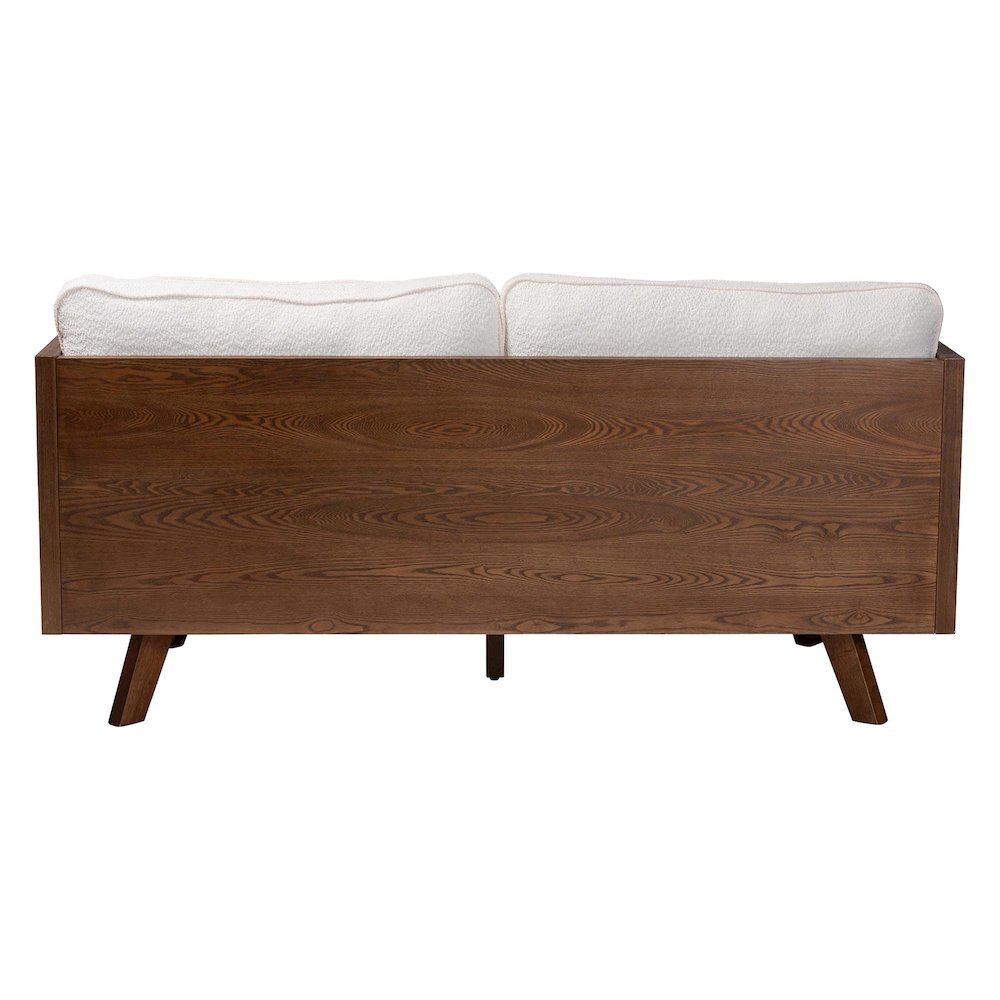 Uriel Mid-Century Modern Cream Boucle Fabric Sofa. Picture 15