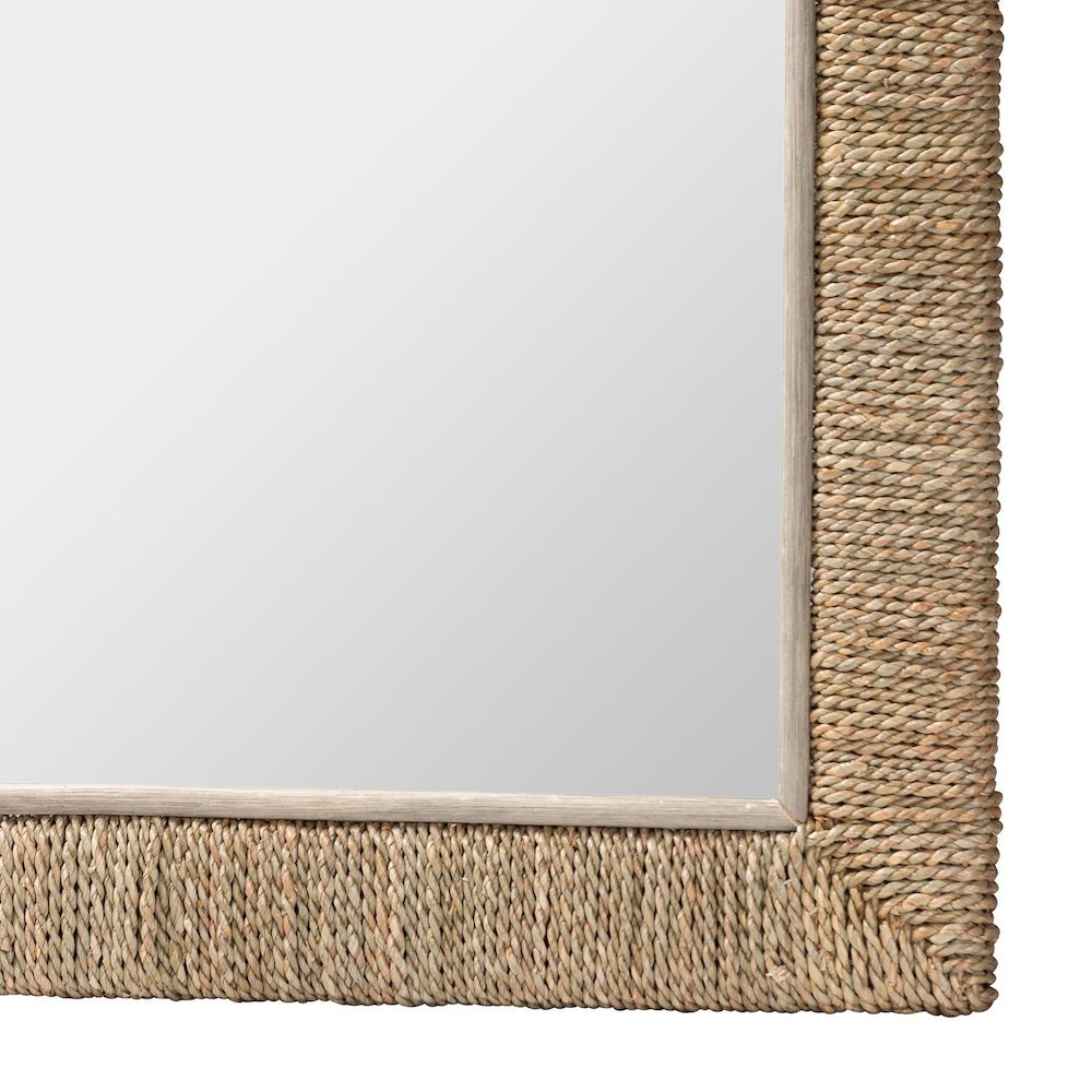 Geralyn Japandi Natural Seagrass Rectangular Wall Mirror. Picture 6