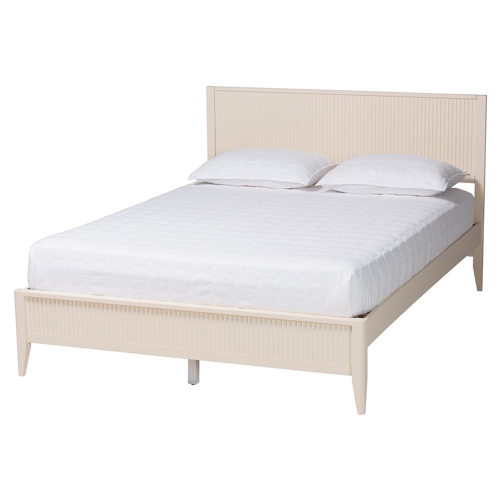 Primrose Mid-Century Ivory Fluted Wood Queen Size 4-Piece Bedroom Set. Picture 13