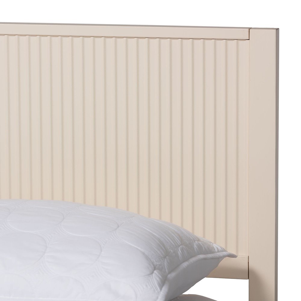 Primrose Mid-Century Ivory Fluted Wood Queen Size 4-Piece Bedroom Set. Picture 18