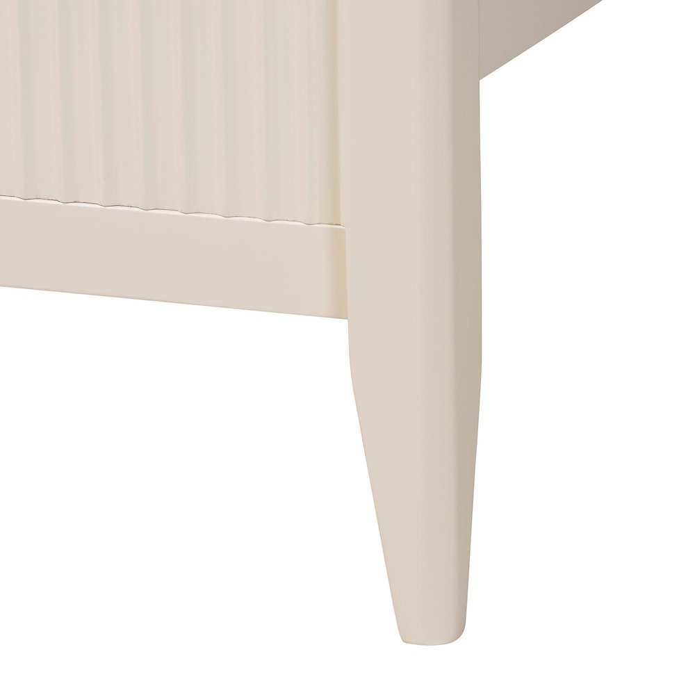 Primrose Mid-Century Ivory Fluted Wood Queen Size 4-Piece Bedroom Set. Picture 19
