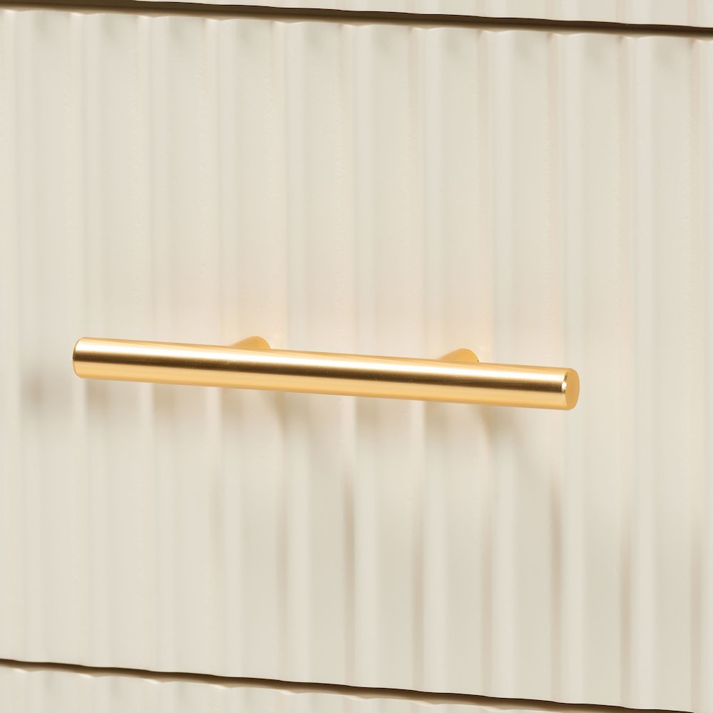 Primrose Mid-Century Ivory Fluted Wood King Size 4-Piece Canopy Bedroom Set. Picture 16