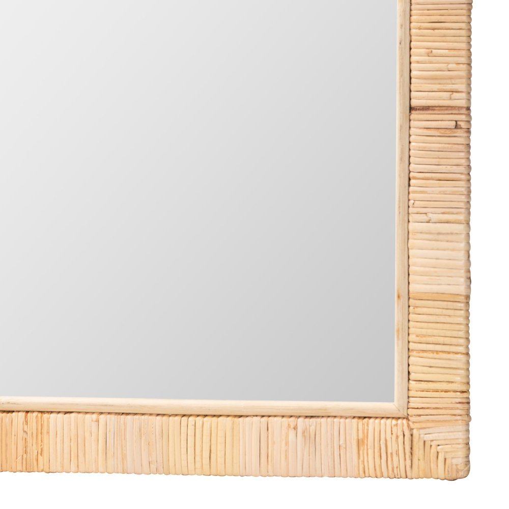 Lankston Bohemian Natural Rattan Rectangle Accent Wall Mirror. Picture 6