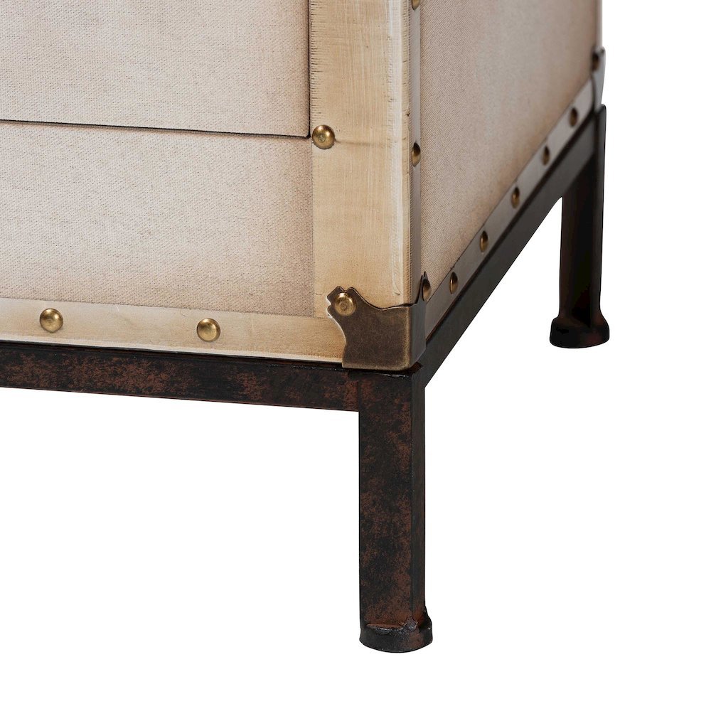 Laura Vintage White Canvas 2-Drawer End Table Trunk. Picture 16