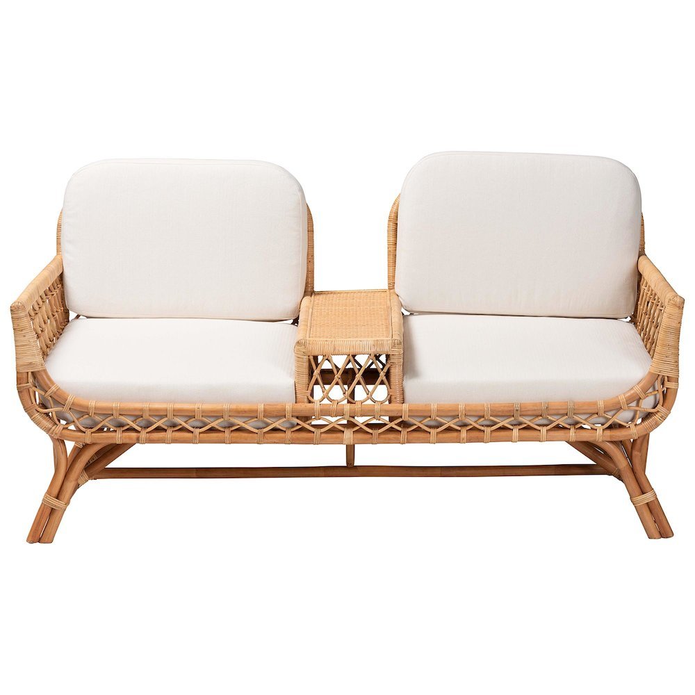 Pakis Bohemian Light Honey Rattan Tete-a-Tete Sofa. Picture 12