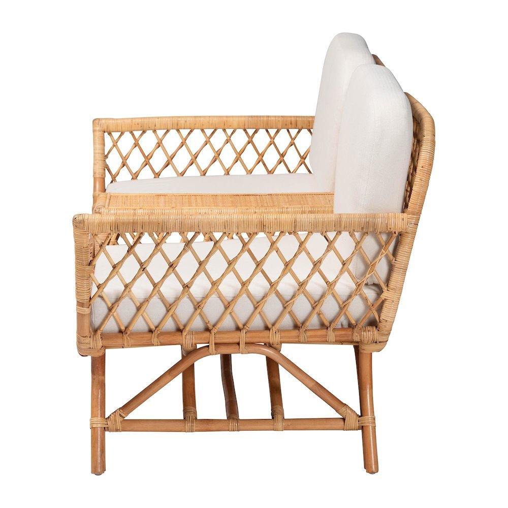 Pakis Bohemian Light Honey Rattan Tete-a-Tete Sofa. Picture 13