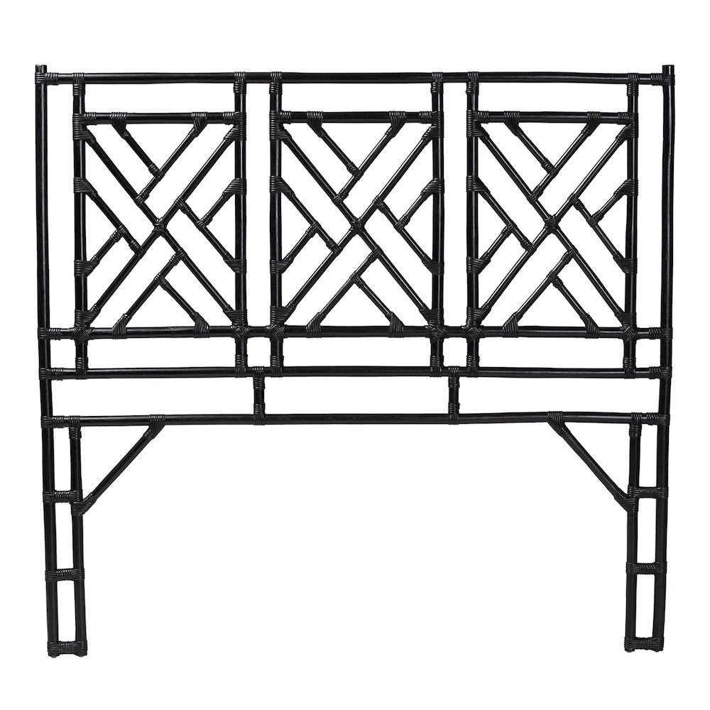 Karavo Bohemian Black Natural Rattan Queen Size Standalone Headboard. Picture 10
