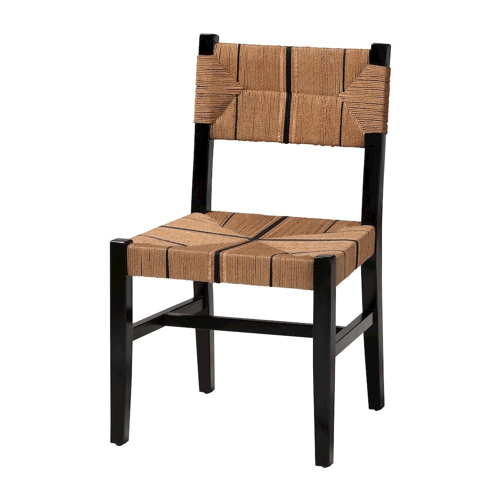Prita Bohemian Paper Loom and Black Mahogany Wood Dining Chair. Picture 11