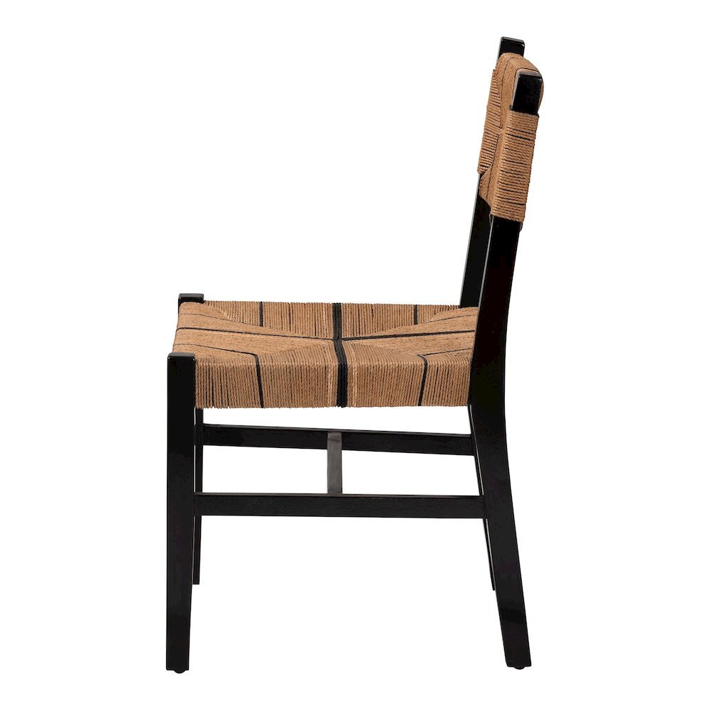 Prita Bohemian Paper Loom and Black Mahogany Wood Dining Chair. Picture 13