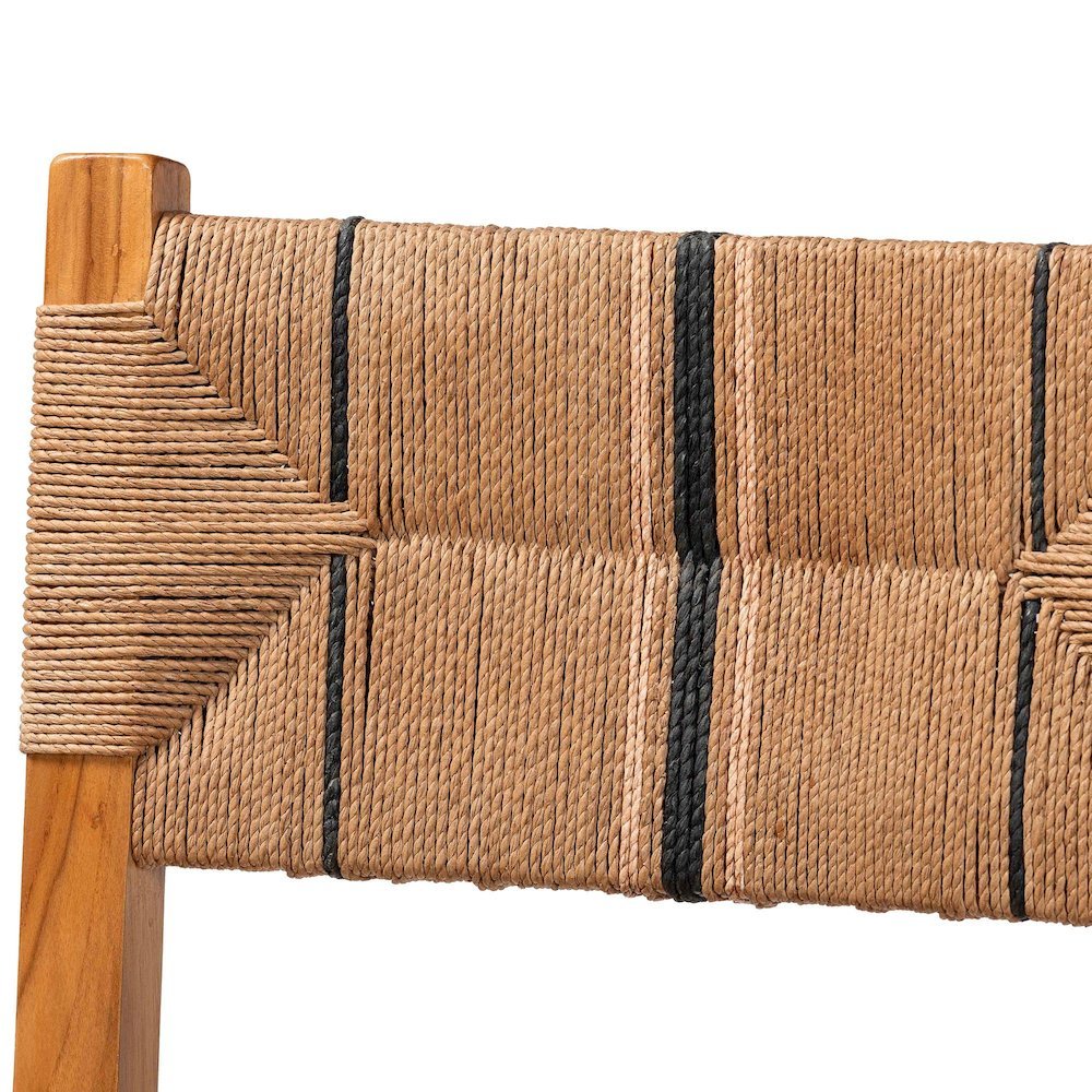 Prita Bohemian Paper Loom and Natural Mahogany Wood Dining Chair. Picture 15