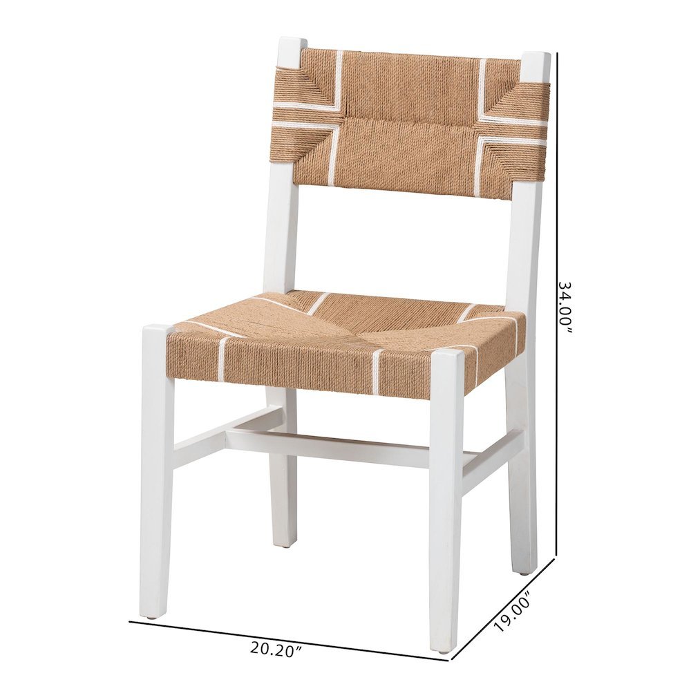 Talli Bohemian Paper Loom and White Mahogany Wood Dining Chair. Picture 20
