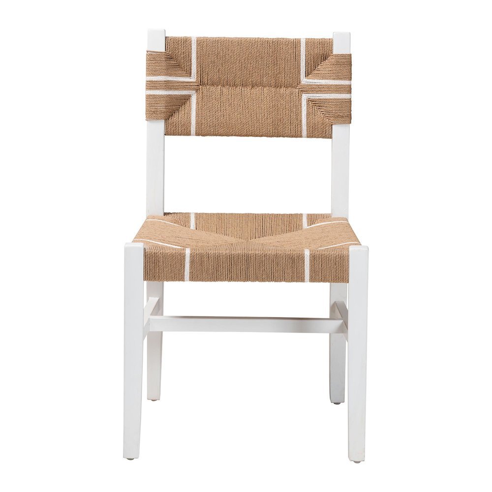Talli Bohemian Paper Loom and White Mahogany Wood Dining Chair. Picture 12