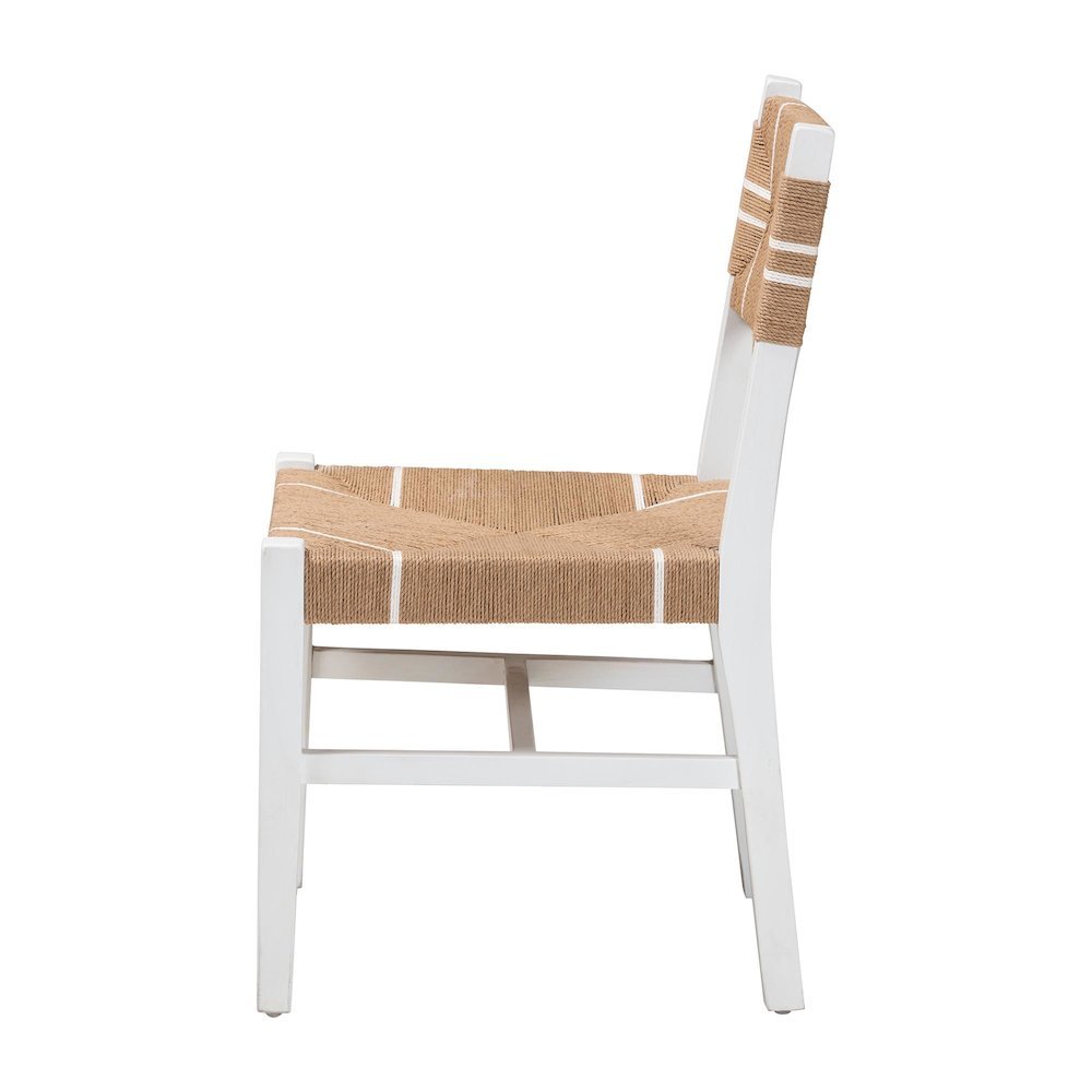 Talli Bohemian Paper Loom and White Mahogany Wood Dining Chair. Picture 13
