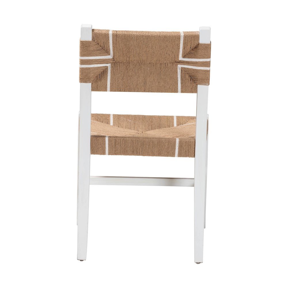 Talli Bohemian Paper Loom and White Mahogany Wood Dining Chair. Picture 14