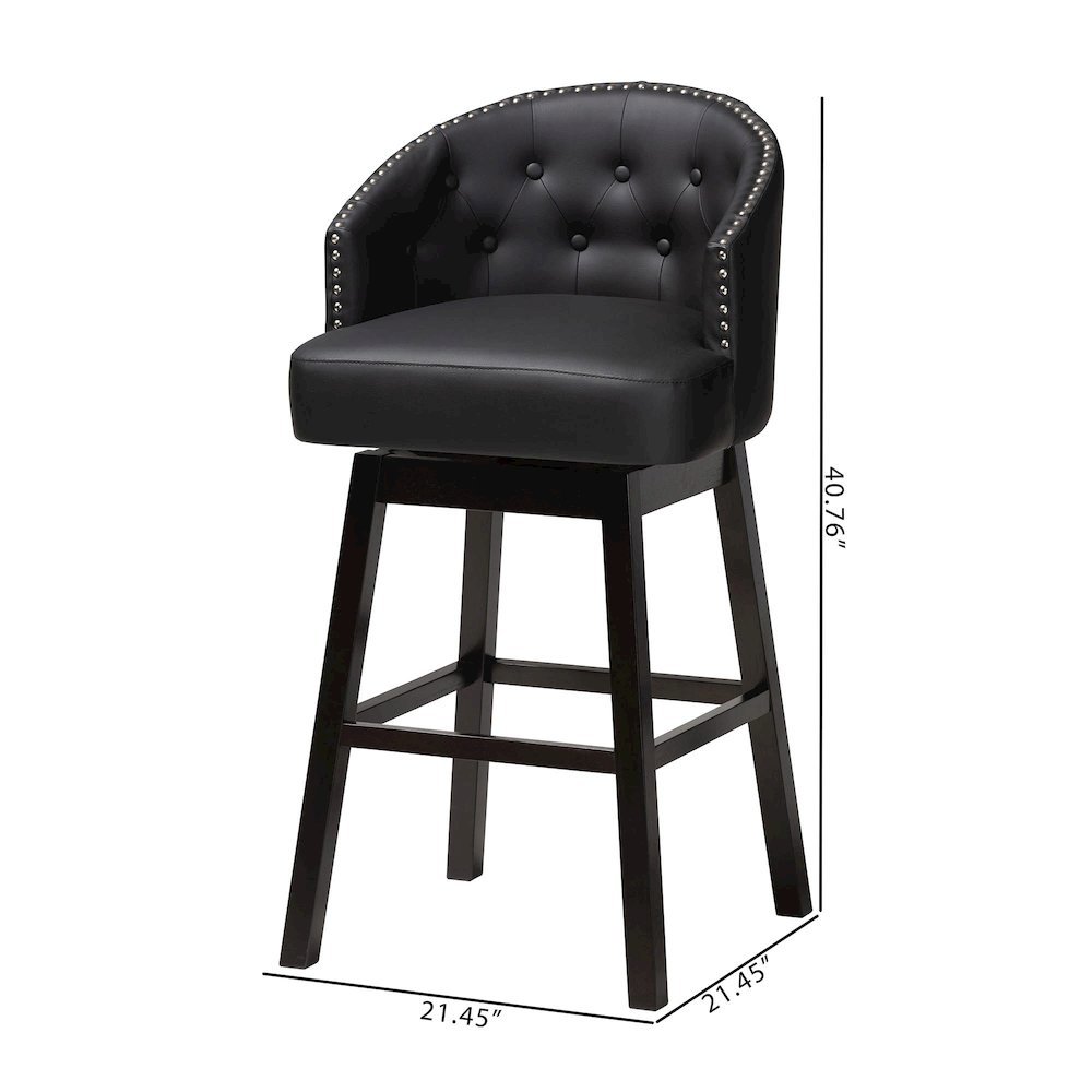 Leather Tufted Swivel Barstool with Nail heads Trim (Set of 2). Picture 18