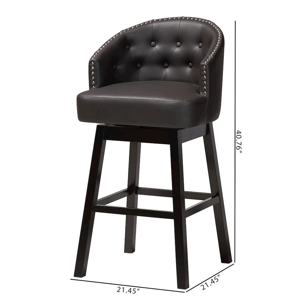Leather Tufted Swivel Barstool with Nail heads Trim (Set of 2). Picture 18
