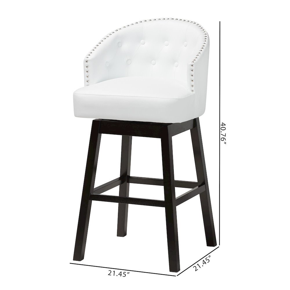 Leather Tufted 2-Piece Swivel Barstool Set with Nail heads Trim. Picture 18