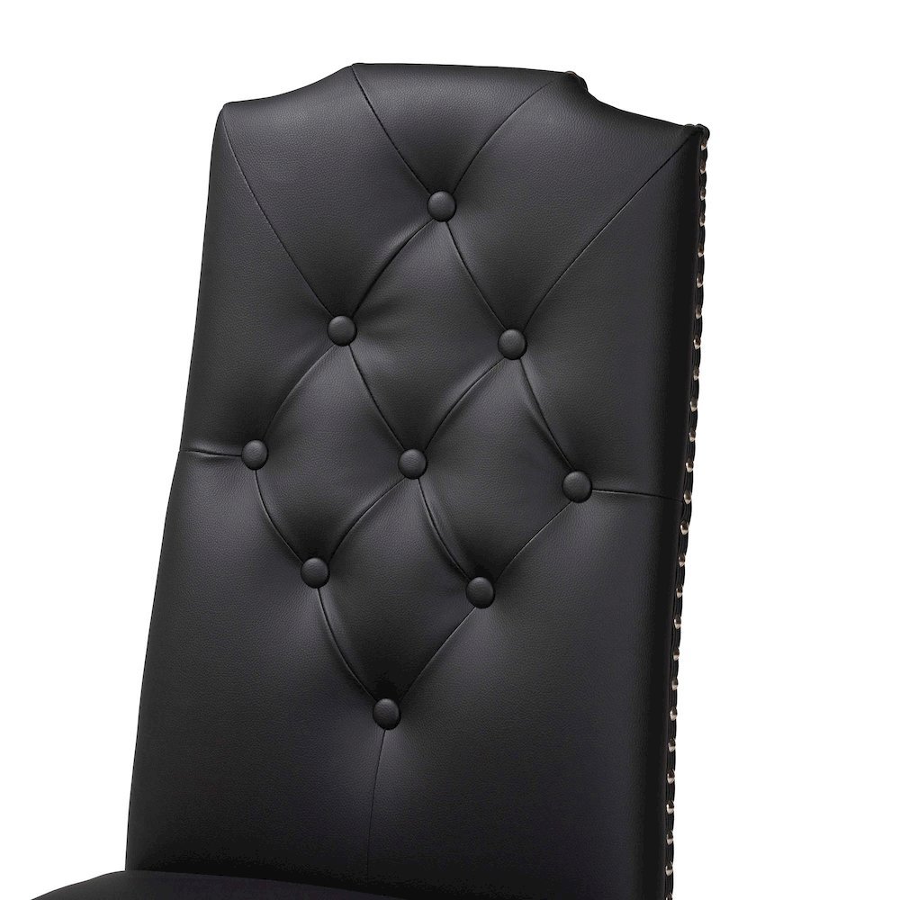 Leather Button-Tufted Nail heads Trim Dining Chair (Set of 2). Picture 13