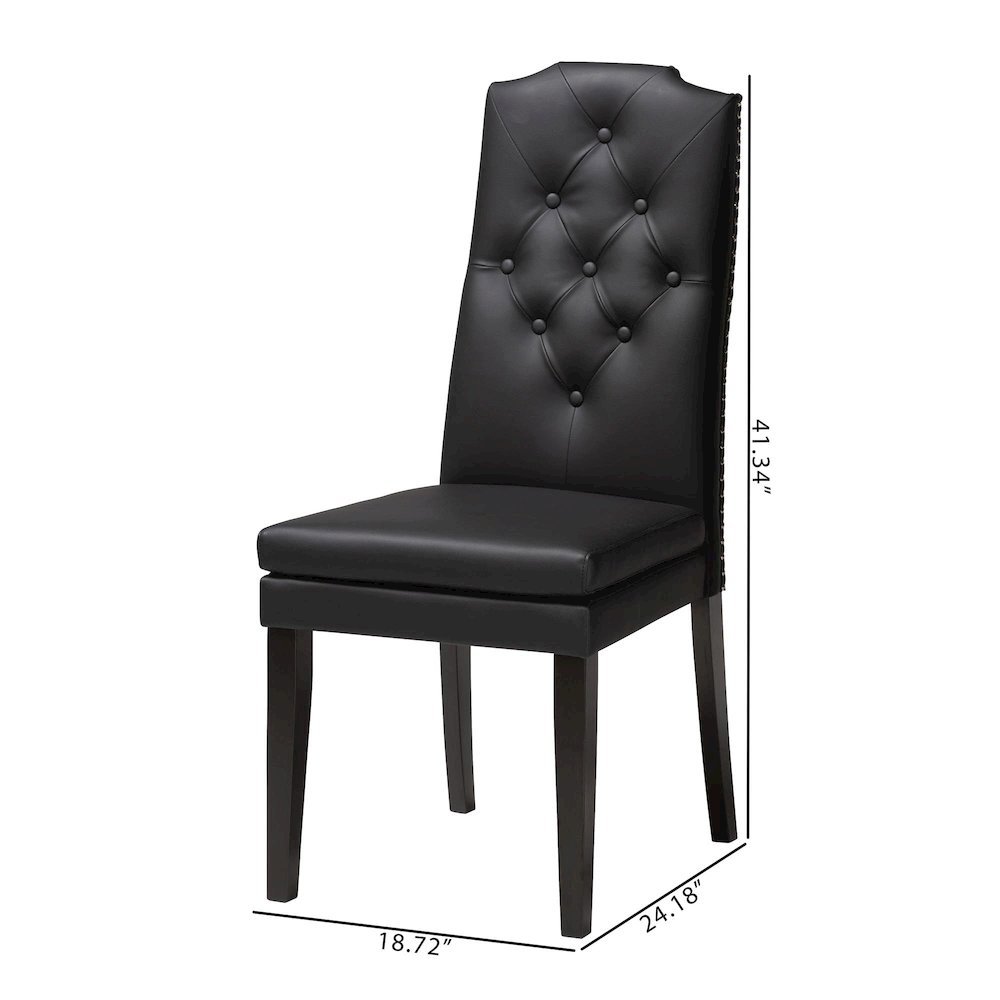 Leather Button-Tufted Nail heads Trim Dining Chair (Set of 2). Picture 18