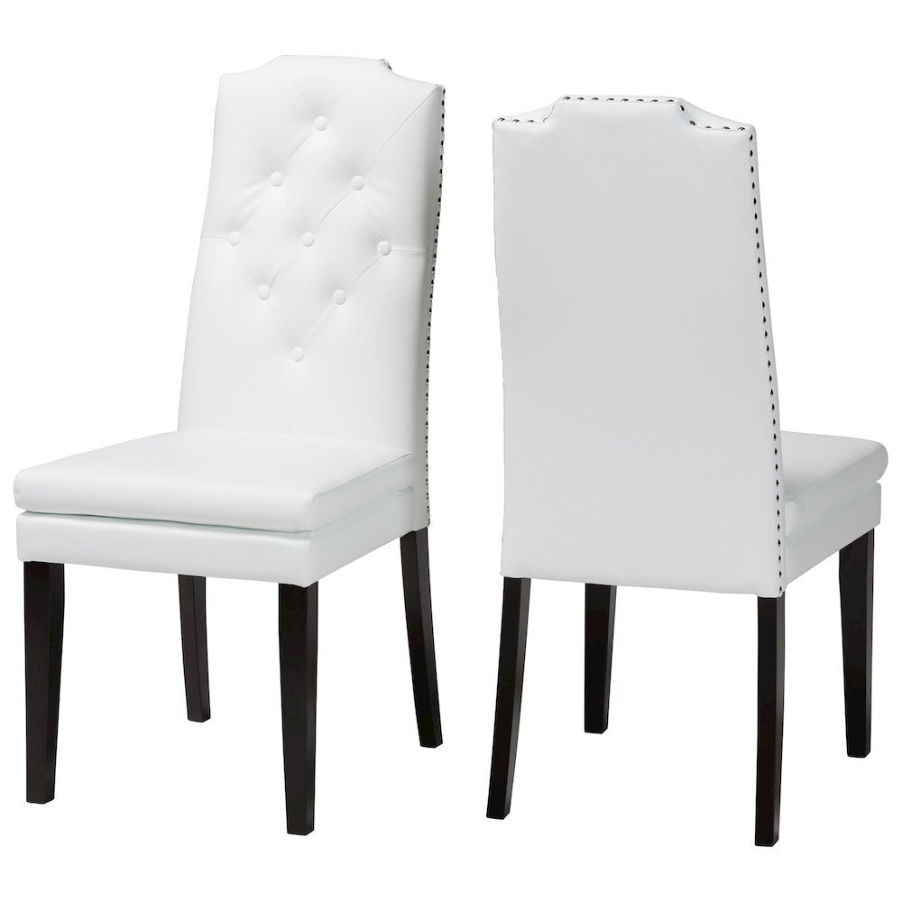 Leather Button-Tufted Nail heads Trim Dining Chair (Set of 2). Picture 10