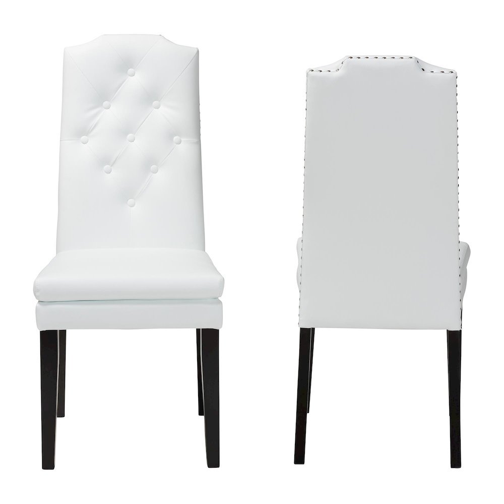 Leather Button-Tufted Nail heads Trim Dining Chair (Set of 2). Picture 11