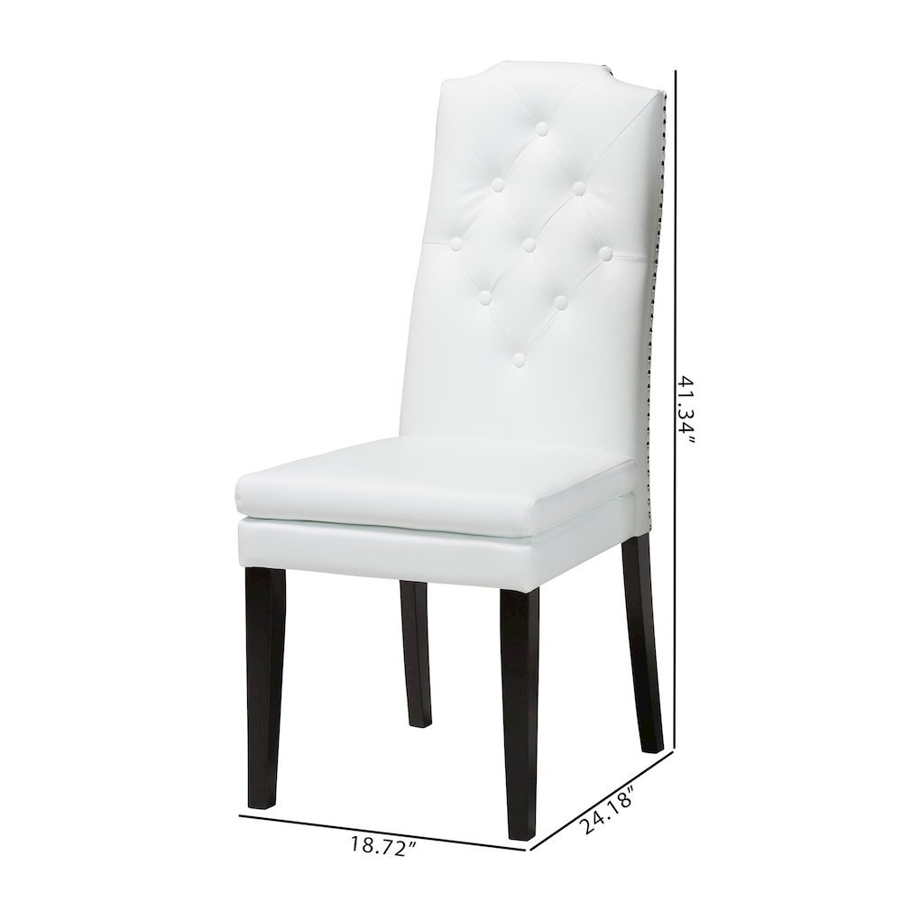 Leather Button-Tufted Nail heads Trim Dining Chair (Set of 2). Picture 18
