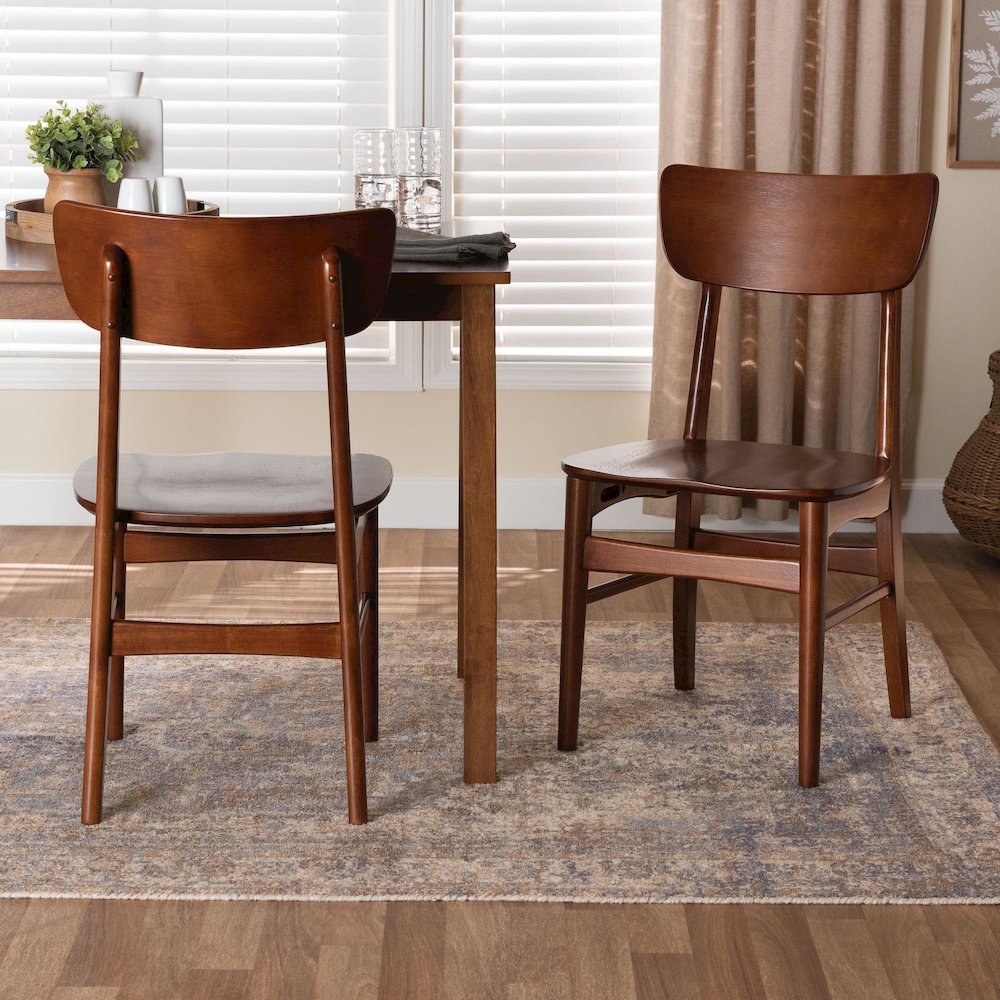 Scandinavian Style Dark Walnut Bent Wood Dining Side Chair (Set of 2). Picture 16