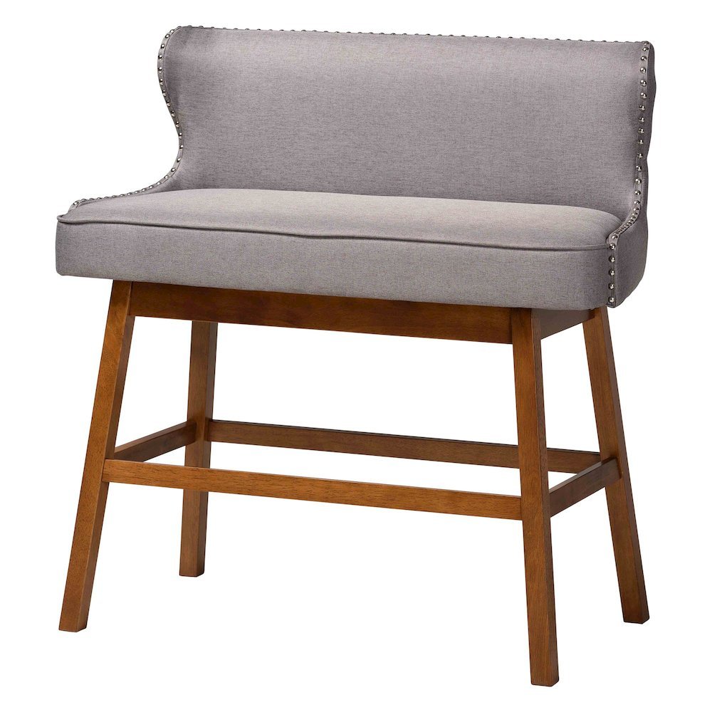 Grey Fabric Button-tufted Upholstered Bar Bench Banquette. Picture 10