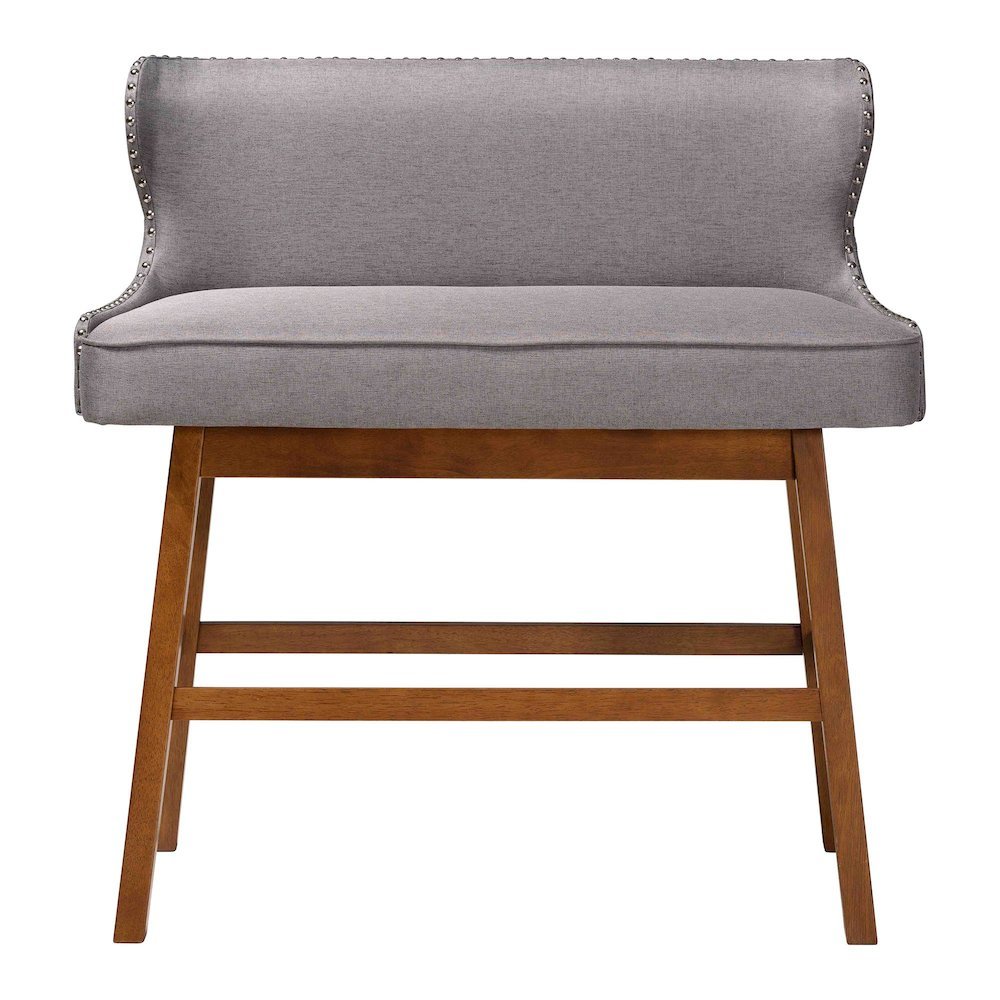 Grey Fabric Button-tufted Upholstered Bar Bench Banquette. Picture 11