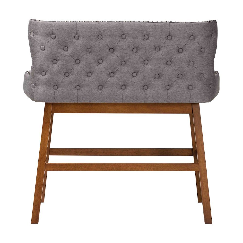 Grey Fabric Button-tufted Upholstered Bar Bench Banquette. Picture 13
