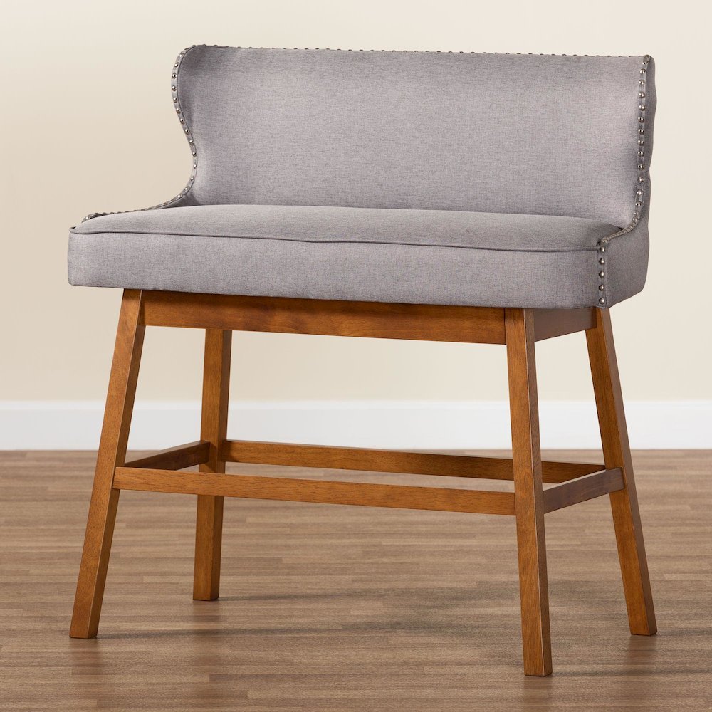 Grey Fabric Button-tufted Upholstered Bar Bench Banquette. Picture 18