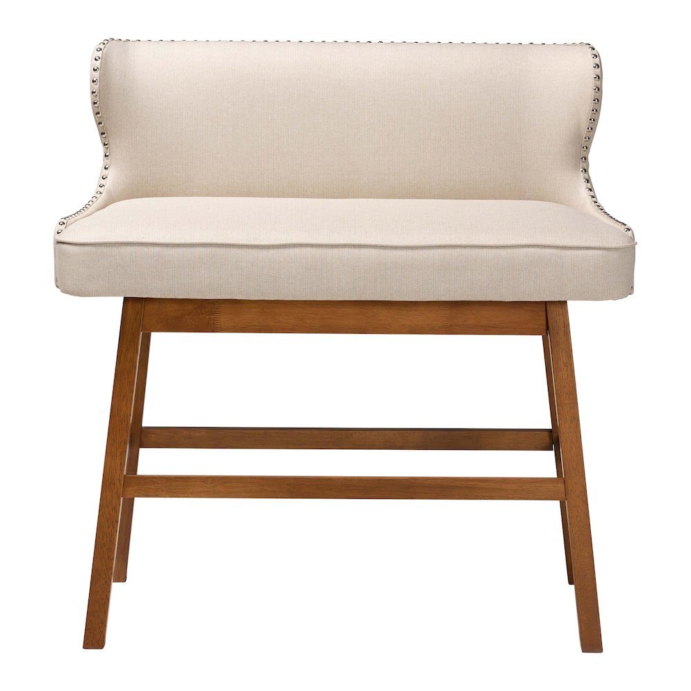 Light Beige Fabric Button-tufted Upholstered Bar Bench Banquette. Picture 11