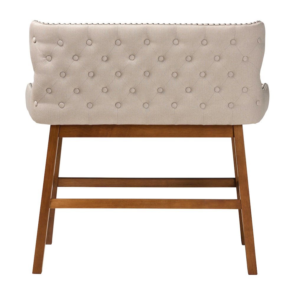 Light Beige Fabric Button-tufted Upholstered Bar Bench Banquette. Picture 13