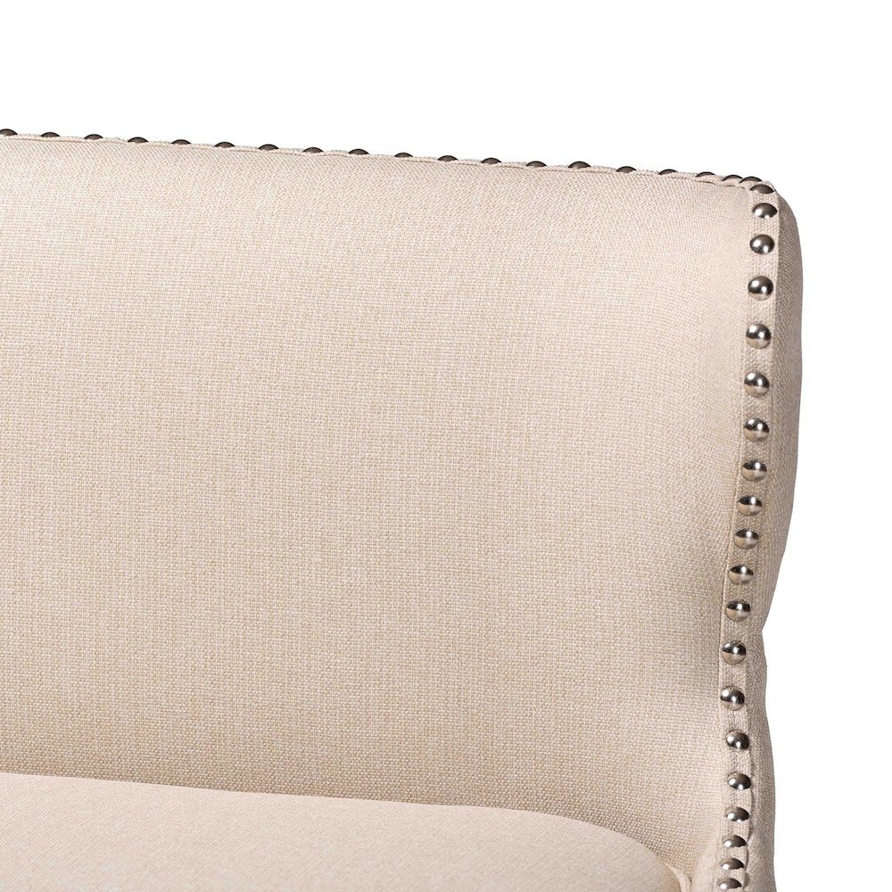 Light Beige Fabric Button-tufted Upholstered Bar Bench Banquette. Picture 14