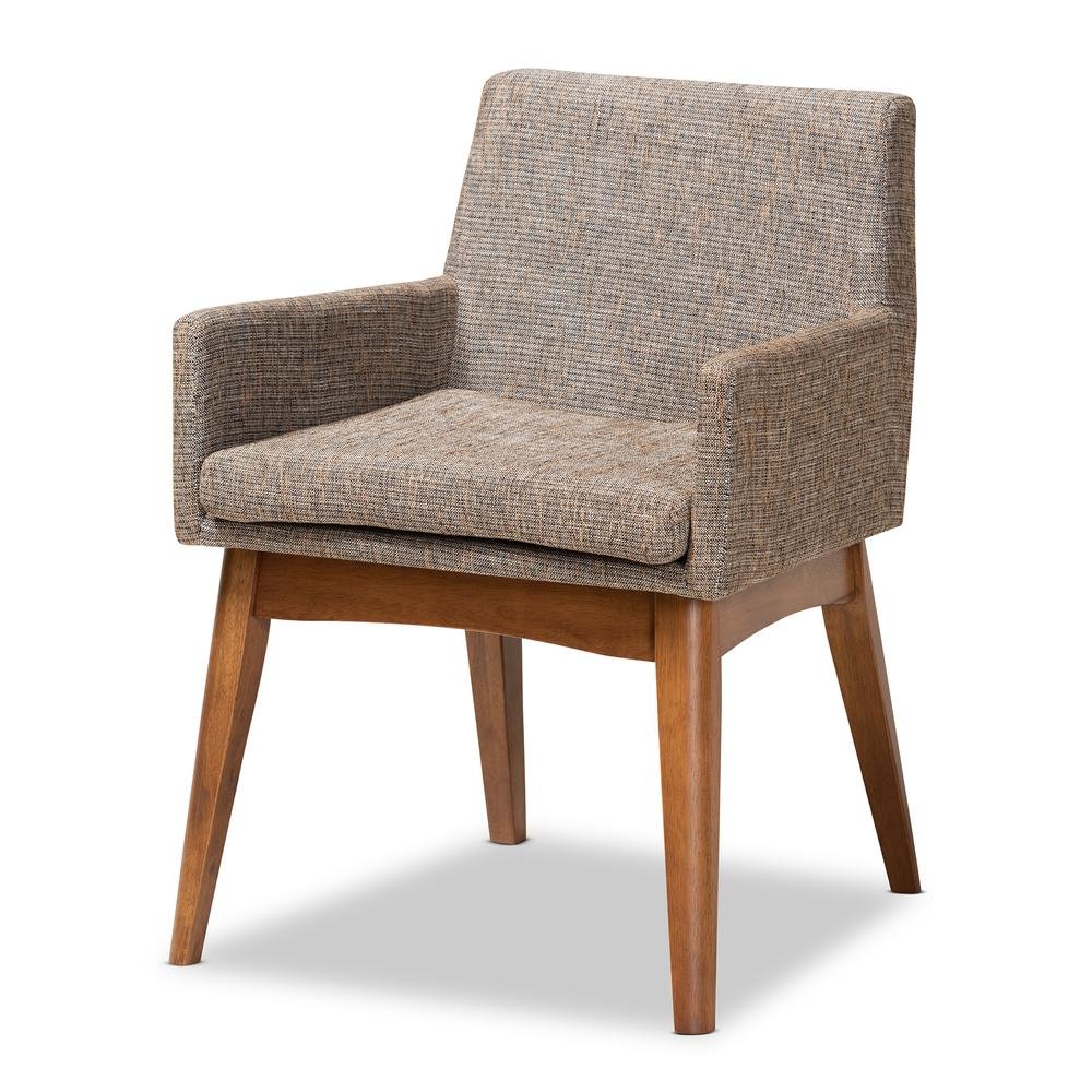 Gravel Fabric Upholstered and Walnut Brown Finished Wood 5-Piece Dining Set. Picture 11