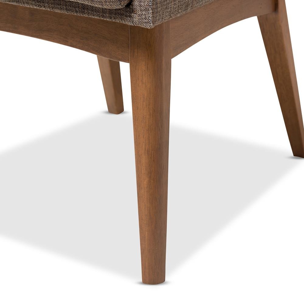 Gravel Fabric Upholstered and Walnut Brown Finished Wood 5-Piece Dining Set. Picture 15