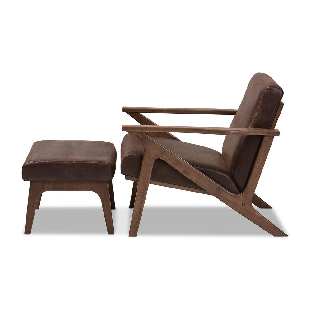 Leather Lounge Chair And Ottoman Set. Picture 11